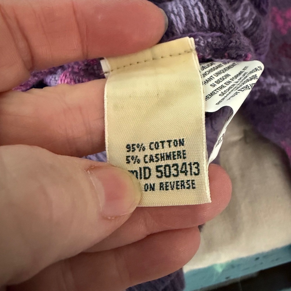 L.L. Bean Fair Isle Turtleneck Sweater M Pink Purple Cotton Cashmere Grandma‎ - Picture 7 of 11